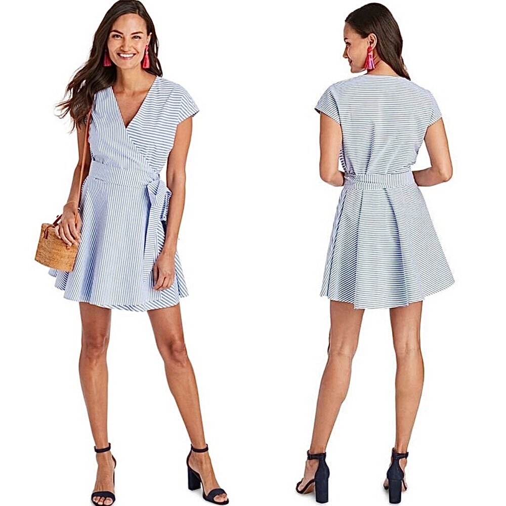 NEW Vineyard Vines Grier striped mixed wrap dress - Picture 7 of 10